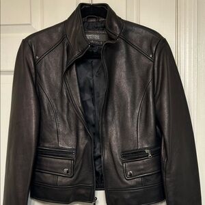 Kenneth Cole Reaction 100% Black Leather Jacket. Sz Small